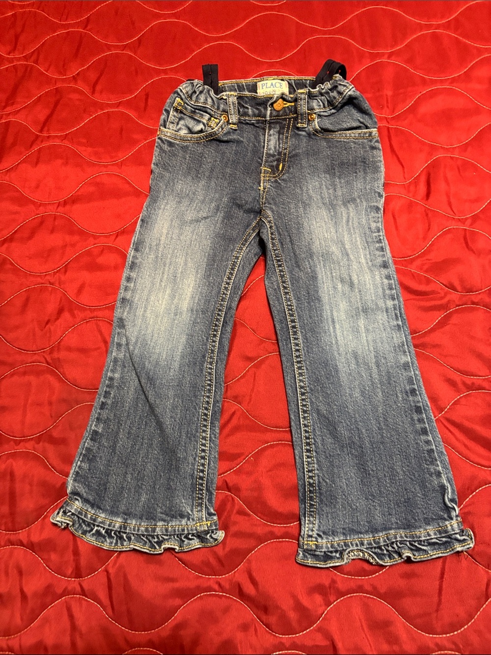 The Children's Place Denim Jeans with Ruffle Hem - Blue Wash